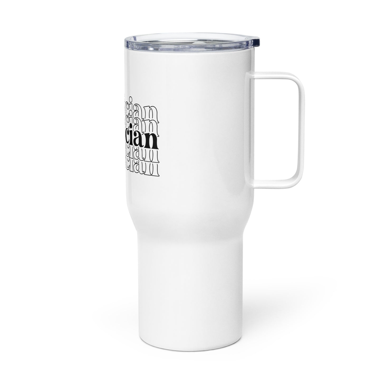 Travel mug with a handle